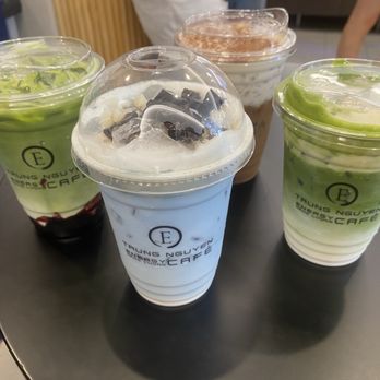Trung Nguyen E Coffee - Banana matcha blueberry matcha butterfly pea tea and banana cream phin - Coffee & Tea Near Me - Houston, Texas