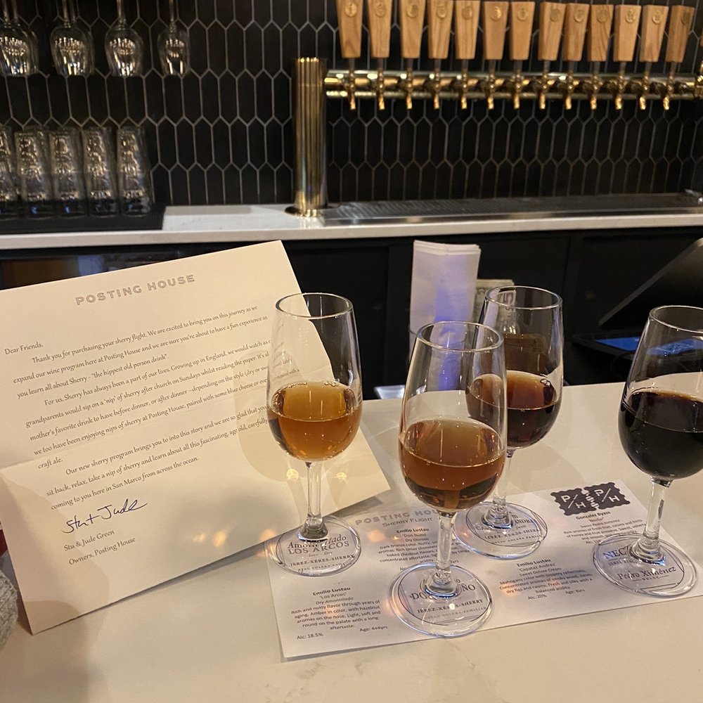 Posting House - Sherry tasting flight - Beer Bar Near Me - Jacksonville, Florida Posting House - Sherry tasting flight - Beer Bar Near Me - Jacksonville, Florida