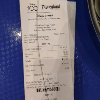 Alien Pizza Planet - Receipt - Pizza Near Me - Anaheim, California Alien Pizza Planet - Receipt - Pizza Near Me - Anaheim, California