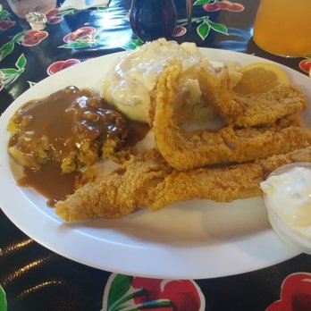 Southern Kitchen - Butterfish with cornbread dressing and mashed potatoes. - Southern Near Me - Tacoma, Washington