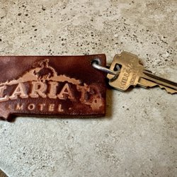 Lariat Motel - An actual key, and the old-school leather keyring fits the hotel's vibe 100%.