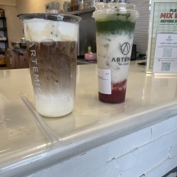 Artemis Tea Coffee - Vietnamese coffee with salted sweet cream & strawberry oat matcha - Coffee & Tea Near Me - Littleton, Colorado Artemis Tea Coffee - Vietnamese coffee with salted sweet cream & strawberry oat matcha - Coffee & Tea Near Me - Littleton, Colorado