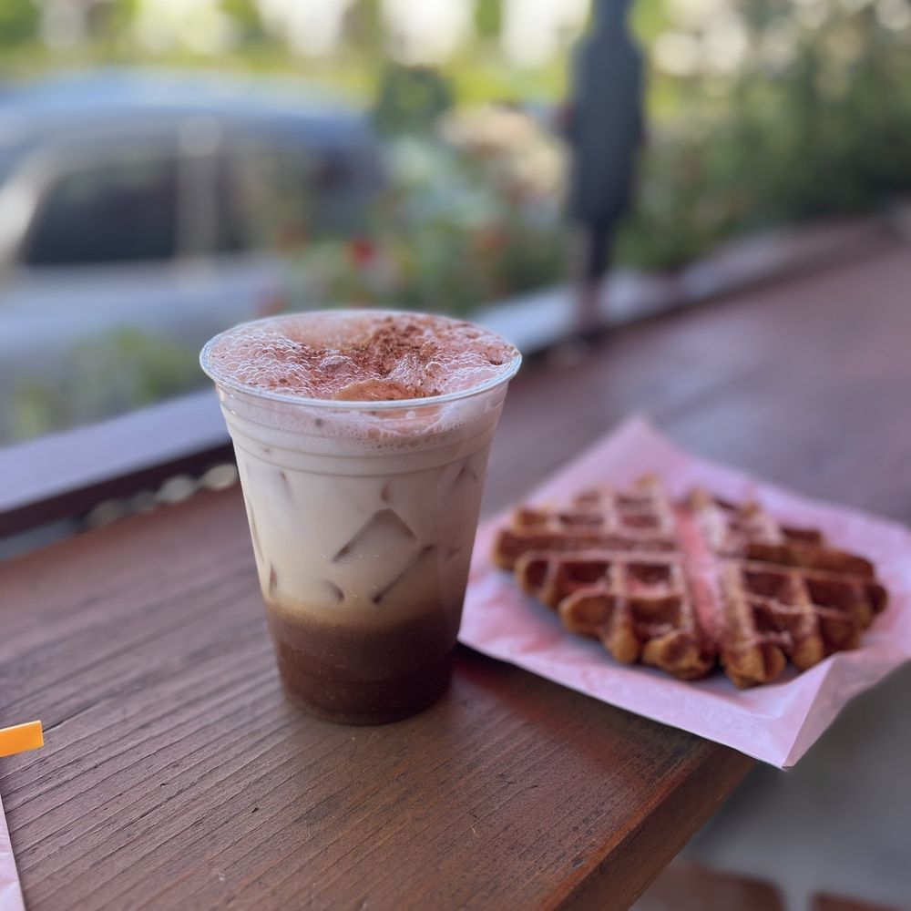 Druthers Sutter Park - Plain waffle with banana pudding latte . - Coffee & Tea Near Me - Sacramento, California Druthers Sutter Park - Plain waffle with banana pudding latte . - Coffee & Tea Near Me - Sacramento, California