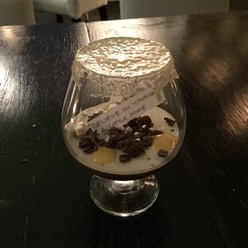 Twenty Eight - Fortune cookie dessert.  The fortune is edible! - Steakhouses Near Me - Irvine, California