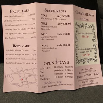 Charm Nail Spa - Price menu - Nail Salons Near Me - Toronto, Ontario