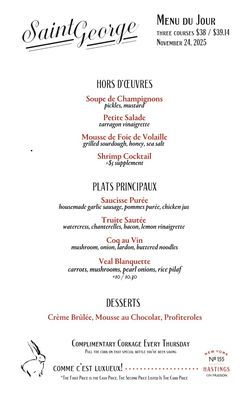 Menu photo 3 Saint George Bistro Hastings on Hudson, NY