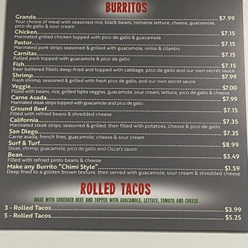 Oscar's Taqueria Express - The Burritos & Rolled Tacos Selection - Mexican Near Me - Murfreesboro, Tennessee