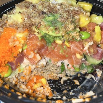 Hawaiian Poke - My half eaten poke bowl, I don't know if you can tell the size but these bowls are big - Poke Near Me - Dublin, California