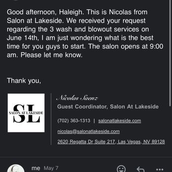 Salon at Lakeside - Scheduling and confirmation emails with Salon at Lakeside's guest coordinator. - Skin Care Near Me - Las Vegas, Nevada Salon at Lakeside - Scheduling and confirmation emails with Salon at Lakeside's guest coordinator. - Skin Care Near Me - Las Vegas, Nevada