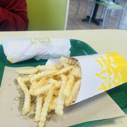 Bean burrito and fries Bean burrito and fries