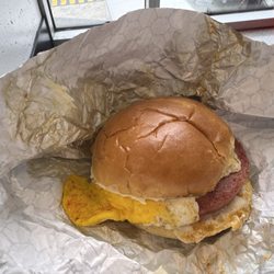 Passyunk Steaks - Freshly cooked fried eggs with cheese on a thick slice of Taylor ham and a hoagie bun. So delicious.