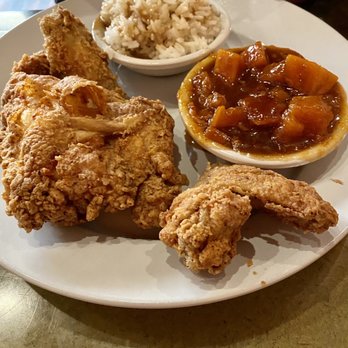 Kelsey's - Southern fried chicken (white meat) with candied yams and rice and gravy. - Soul Food Near Me - Atlantic City, New Jersey Kelsey's - Southern fried chicken (white meat) with candied yams and rice and gravy. - Soul Food Near Me - Atlantic City, New Jersey