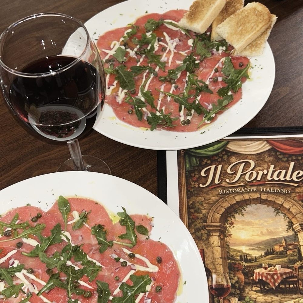 IL Portale - Beef carpaccio and a nice glass of vino - Italian Near Me - Mountain View, California