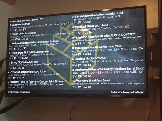 Menu photo 5 Centennial Beer Hall Goleta, CA Menu photo 5 Centennial Beer Hall Goleta, CA