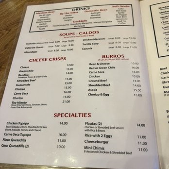El Minuto Cafe - Inside menu - Mexican Near Me - Tucson, Arizona