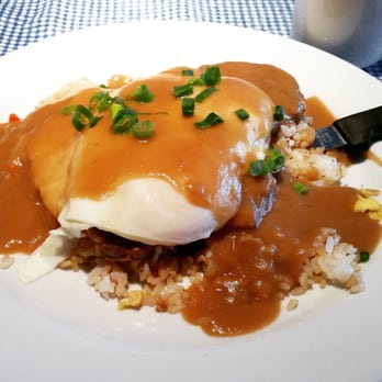 Moke's Bread & Breakfast - Loco Moke with fried rice. - Breakfast & Brunch Near Me - Kailua, Hawaii