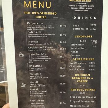Artisan Bistro - Drink menu - Coffee & Tea Near Me - Clarksville, Tennessee
