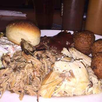 Hop-N-Grape - BBQ Combo Platter with Pulled Pork, Chicken, Beef Brisket, Cole Slaw, and Hush Puppies - Hop-N-Grape - Barbeque Near Me - Longview, Washington Hop-N-Grape - BBQ Combo Platter with Pulled Pork, Chicken, Beef Brisket, Cole Slaw, and Hush Puppies - Hop-N-Grape - Barbeque Near Me - Longview, Washington