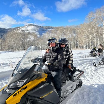Woodland Snowmobile Adventures - My husband and I sitting for a photo but we rode separate. - Tours Near Me - Kamas, Utah Woodland Snowmobile Adventures - My husband and I sitting for a photo but we rode separate. - Tours Near Me - Kamas, Utah
