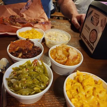 Cooper's Old Time Pit Bar-B-Que - Mac and cheese, green beans, peach cobbler, pecan cobbler and potato salad. - Barbeque Near Me - Austin, Texas