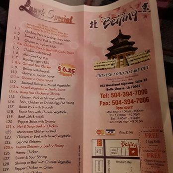 Beijing - a menu for a chinese restaurant - Chinese Near Me - Belle Chasse, Louisiana