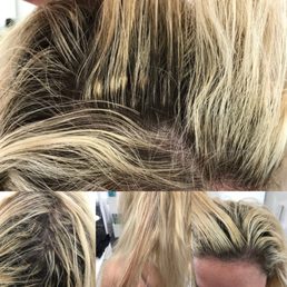 BEFORE... botched color, obvious damage by a different salon.