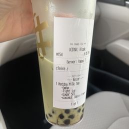 Matcha tea with coconut milk and boba Matcha tea with coconut milk and boba