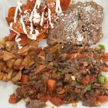 La Fondita - Chilaquiles with bistec ranchero, beans and potatoes - Mexican Near Me - Fillmore, California