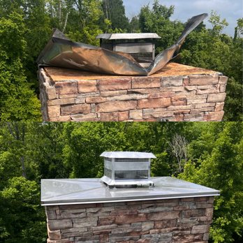 Chimney Experts - Before and After: Windstorm Damage Restored to Pristine Condition. - Chimney Sweeps Near Me - Louisville, Kentucky Chimney Experts - Before and After: Windstorm Damage Restored to Pristine Condition. - Chimney Sweeps Near Me - Louisville, Kentucky