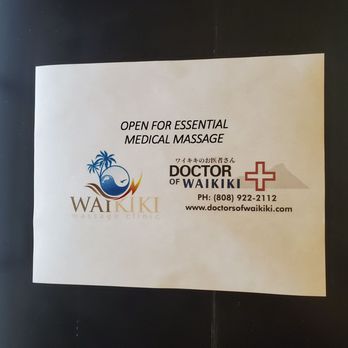 Waikiki Massage Clinic - Open for essential medical massage! - Massage Therapy Near Me - Honolulu, Hawaii Waikiki Massage Clinic - Open for essential medical massage! - Massage Therapy Near Me - Honolulu, Hawaii