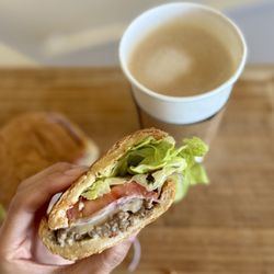 Little Late Bird - Bulgogi Sandwich & Flat White (oat milk)