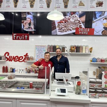 Waffle Time - Joe the owner on right with his staff All helpful, happy folks - Desserts Near Me - New Orleans, Louisiana