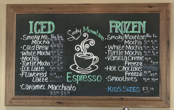 Menu photo 1 Smoky Mountain Espresso Sevierville, TN Menu photo 1 Smoky Mountain Espresso Sevierville, TN