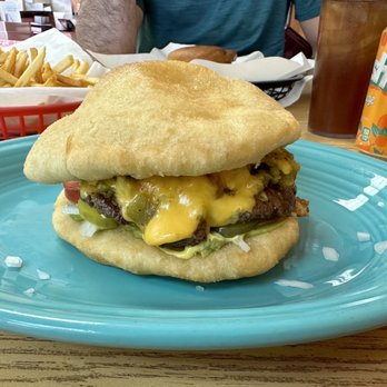 Santiago's New Mexican Grill - Sopa burger - good, but meat was over cooked and dry. - New Mexican Cuisine Near Me - Albuquerque, New Mexico