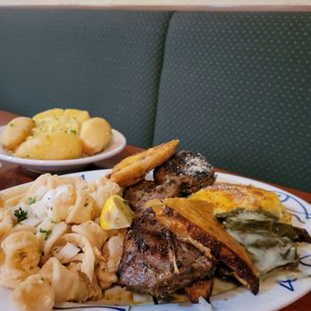 Kisamos Greek Taverna - Kisamos platter + rice pilaf and potatoes - Greek Near Me - Richmond, British Columbia Kisamos Greek Taverna - Kisamos platter + rice pilaf and potatoes - Greek Near Me - Richmond, British Columbia