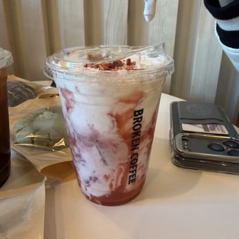 Broken Coffee - Fort Apache - broken cream strawberry latte - $7.50 - Coffee & Tea Near Me - Las Vegas, Nevada Broken Coffee - Fort Apache - broken cream strawberry latte - $7.50 - Coffee & Tea Near Me - Las Vegas, Nevada