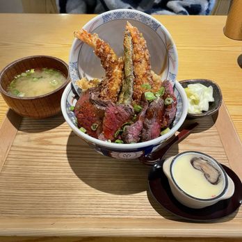 Tendon Kohaku - Beef steak aimori tendon set - Japanese Near Me - Bellevue, Washington