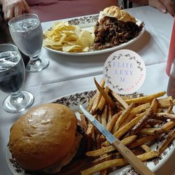 Garlic mushroom melt cheeseburger and beef on weck