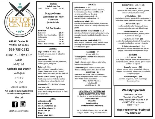 Menu photo 3 Left of Center Visalia, CA Menu photo 3 Left of Center Visalia, CA