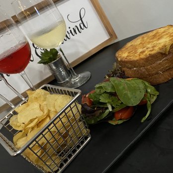 Flights & Pints - a sandwich, chips and a glass of wine - Tapas Bars Near Me - Nyack, New York