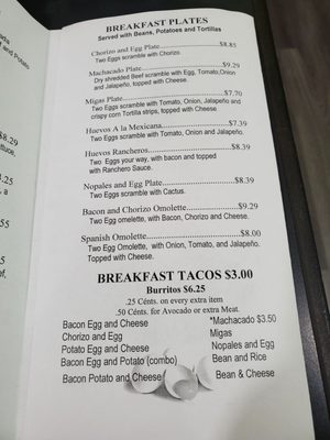 Menu photo 3 Taqueria Sergios La Grange, TX