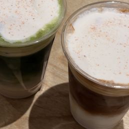 Signature salt coffee and signature salt matcha latte Signature salt coffee and signature salt matcha latte