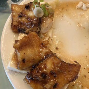 HK Lounge Bistro - Chilean Sea Bass on pillowy soft tofu with black bean sauce - Dim Sum Near Me - San Francisco, California HK Lounge Bistro - Chilean Sea Bass on pillowy soft tofu with black bean sauce - Dim Sum Near Me - San Francisco, California