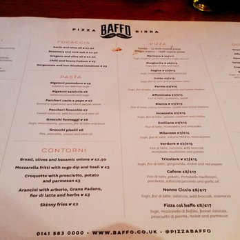 Baffo - Menu - Pizza Near Me - Glasgow, GLG