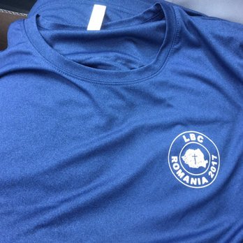 Studio Print & Design - Heathered Navy tech shirt for our missions trip to Romania. - Screen Printing Near Me - Bakersfield, California