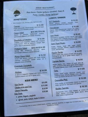 Menu photo 4 Jesus Restaurant Murphys, CA