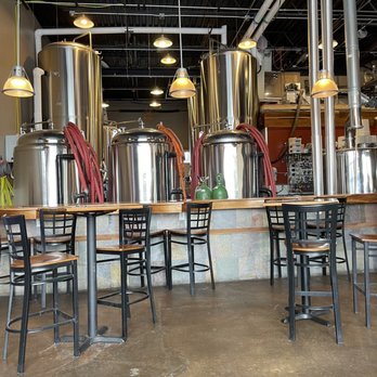 Swiftwater Brewery - a row of stainless steel tanks - New American Near Me - Rochester, New York