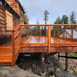 a view of a wooden deck