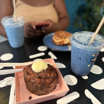 Unregular Bakery - Croissant pudding and Lavender matcha drink - Bakeries Near Me - New York, New York Unregular Bakery - Croissant pudding and Lavender matcha drink - Bakeries Near Me - New York, New York