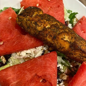 Ember & Greens - Watermelon salad with salmon - New American Near Me - Houston, Texas Ember & Greens - Watermelon salad with salmon - New American Near Me - Houston, Texas